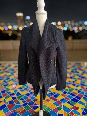 ANN TAYLOR LOFT Navy Blue Blended Coat Jacket Size Medium